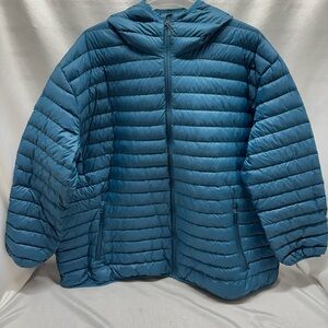 Snow Country Down Jacket 5XL Teal Outerwear Puffer W Pockets & Hood Packable